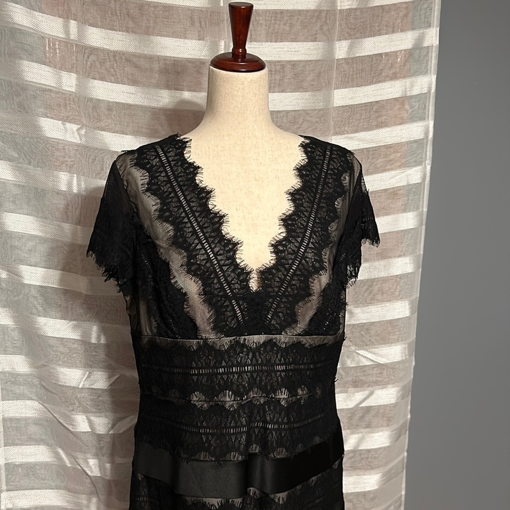 J.S. Collections Black Lace Dress, Size 16